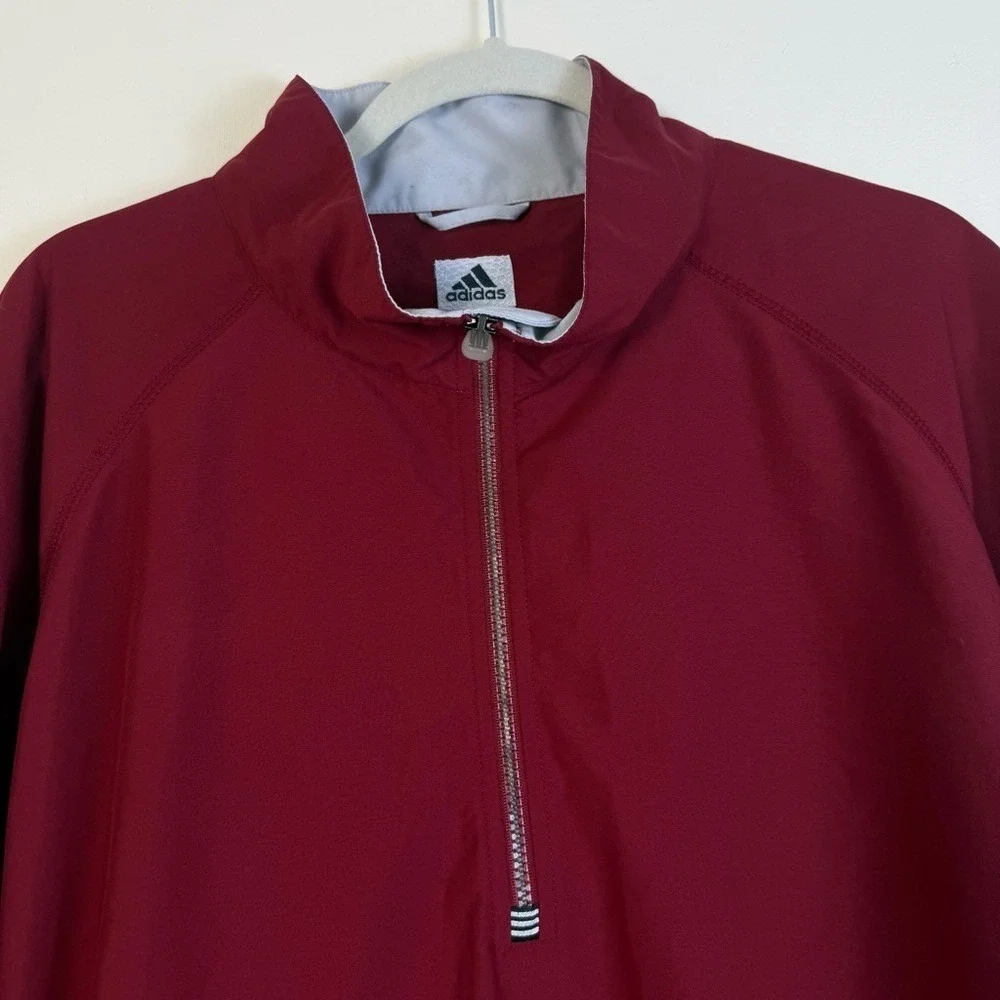 Adidas Men Maroon‎ Quarter-Zip Pullover Jacket ClimaShell Wind XL Pocket Lightwt
